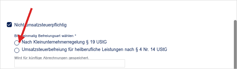 Umsatzsteuer-Auswahl