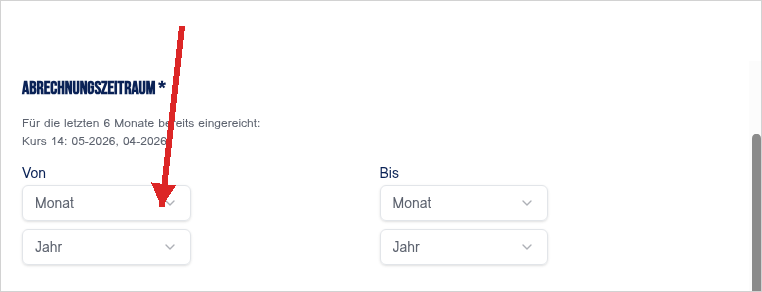 Abrechnungszeitraum Von/Bis