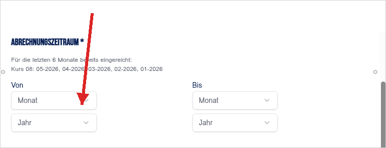 Abrechnungszeitraum Von/Bis